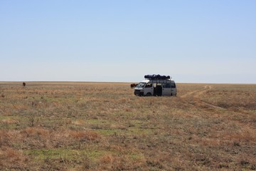 Fototapeta premium Parked car in the martian landscape
