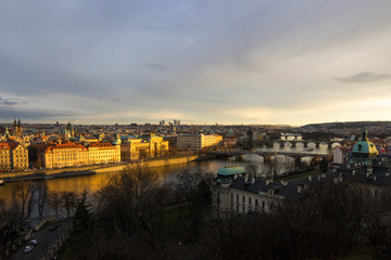 piękne panoramy Pragi, Czechy, marzec 2017 - obrazy, fototapety, plakaty
