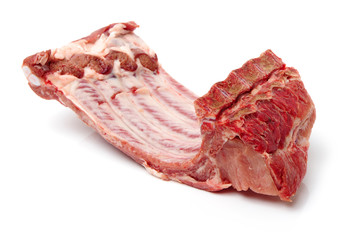Raw spare ribs on white backgroun