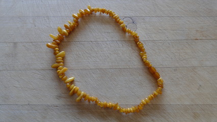 beads made of amber natural stone