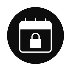 calendar with padlock icon, block style