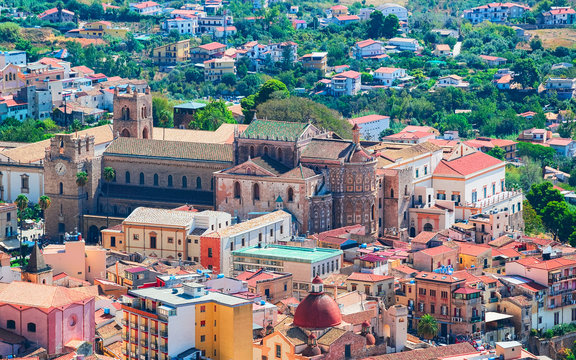 Cityscape with Monreale Cathedral Sicily reflex