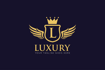 initial letter l crown logo and icon vector illustration design template