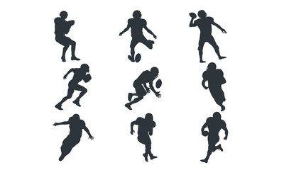 Fototapeta na wymiar American football players silhouette vector, Rugby players symbol of several American football players in action illustration on a white background