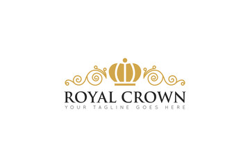 Fototapeta premium elegance crown logo and icon with ornament vector illustration design template