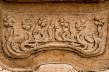 decorative elements of the old wooden door