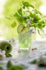 apple  lemonade with ice  on the table