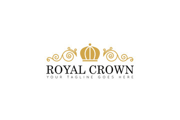 elegance crown logo and icon with ornament vector illustration design template