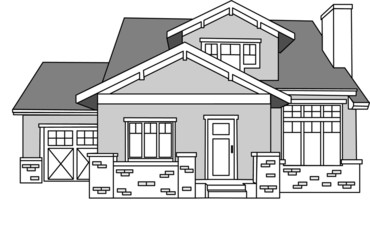 Front of Cottage Style House - Vector Drawing