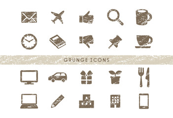 grunge textured icon set (vector)