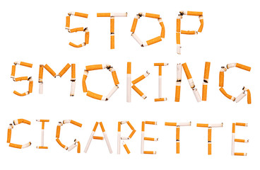 Stop smoking cigarette isolated against white background. health care concept. No smoking.