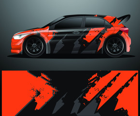 Rally car decal graphic wrap vector, abstract background