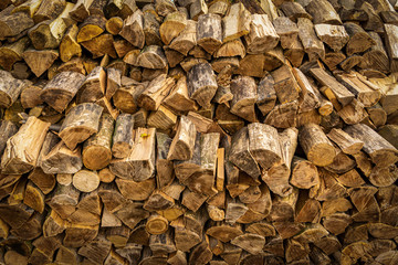 pattern of firewood. light wooden background