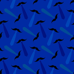 Happy father’s day seamless pattern background with necktie and mustache