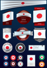 Made in JAPAN Seal and Icon Collection,JAPANESE National Flag (Vector Art)
