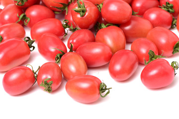 Cherry tomatoes on white background
