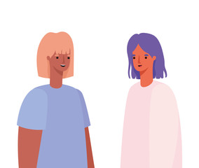 two women avatars vector design