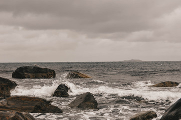 big waves rise from the storm