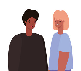 Woman and man avatar vector design