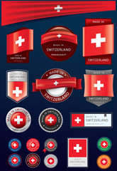 Made in SWITZERLAND Seal Collection, SWISS National Flag (Vector Art)
