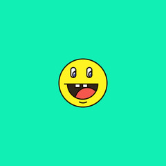 Fototapeta premium colorful simple vector flat art round emoticon smiling double-toothed face