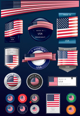Made in USA Seal and Icon Collection,AMERICAN National Flag (Vector Art)
