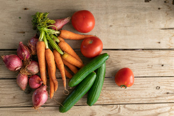 Vegetables on a wooden background 
