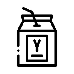 drinking packaged yogurt with straw icon vector. drinking packaged yogurt with straw sign. isolated contour symbol illustration