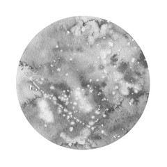 Full moon. Gray earth satellites . Watercolor illustration isolated on white background.