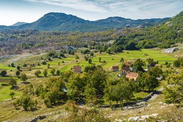 Fototapeta na wymiar Sunny morning view of mountain view near Lovcen National park, Montenegro.
