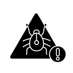 Computer virus black glyph icon. Suspicious malware. Bug warning. Software detected. Internet hacking. Cybersecurity technology. Silhouette symbol on white space. Vector isolated illustration