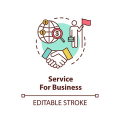 Service for business concept icon. International partnership idea thin line illustration. Company globalization. Directors agreement. Vector isolated outline RGB color drawing. Editable stroke