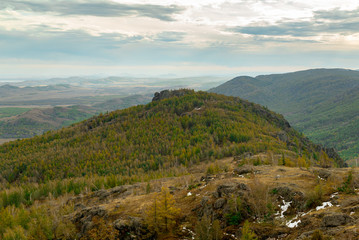Fototapeta na wymiar Autumn at the top of the mountain