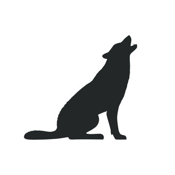 Wolf graphic icon. Wolf sits and howls sign isolated on white background. Vector illustration