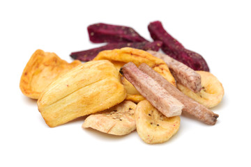 Dried fruit on white background