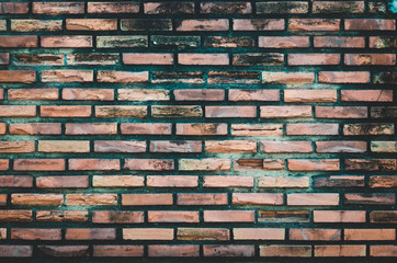 old red brick wall abstract background vintage horizontal pattern room art paint abstract design. detail of aged grunge building structure.