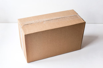 Cardboard box on white background. Delivery concept.