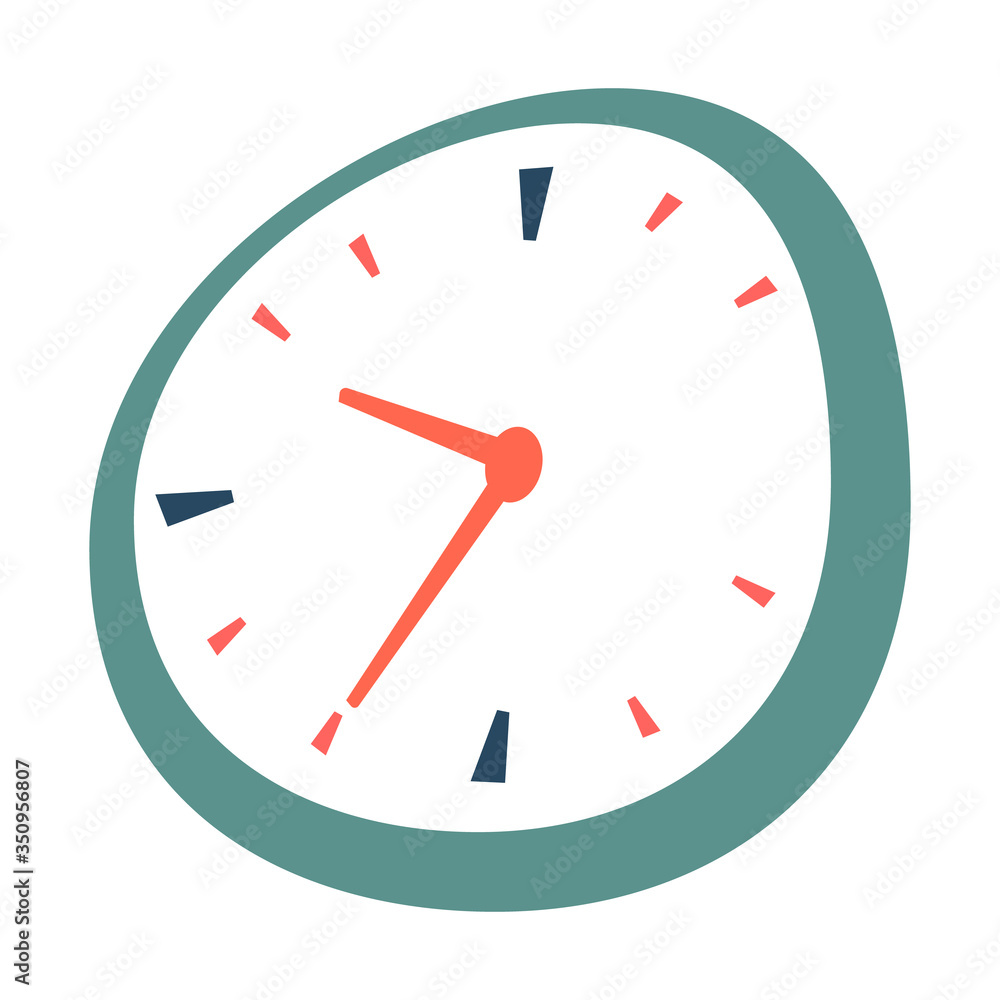 Poster time management, clock isolated on white background. device measuring hours and times. minimalistic 