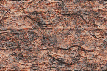 3D rendering- copper metal destroyed. Background bronze