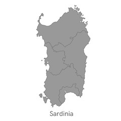 Vector illustration: administrative map of Sardinia with the borders of the provinces