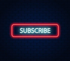 Obraz premium Subscribe neon banner. Subscribe neon background.Subscribe neon poster background 