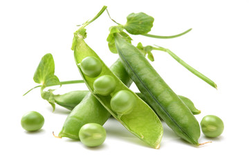 Fresh peas isolated on white background