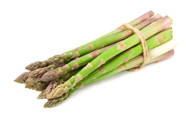 Fresh green asparagus isolated on white background