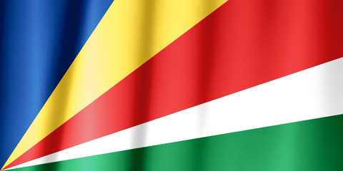 Flag of Seychelles waving. National Seychelles Flag for Independence day.