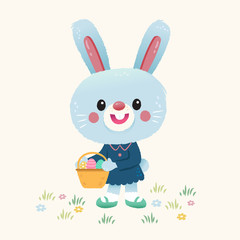 Obraz na płótnie Canvas Rabbit carrying basket of eggs