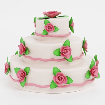 Realistic 3d Render of Wedding Cake