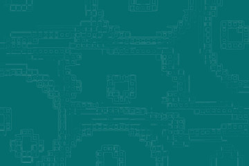 Abstract graphic in muted teal tones, concept for technology, computer science, circuits, energy