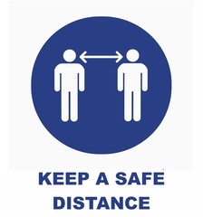 Keep a safe distance. Blue circle mandatory sign  