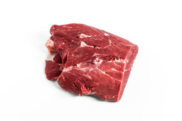 Freshness raw beef in pieces with white background.