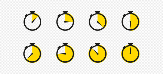 Stopwatch timer set icon vector flat design. Isolated sign